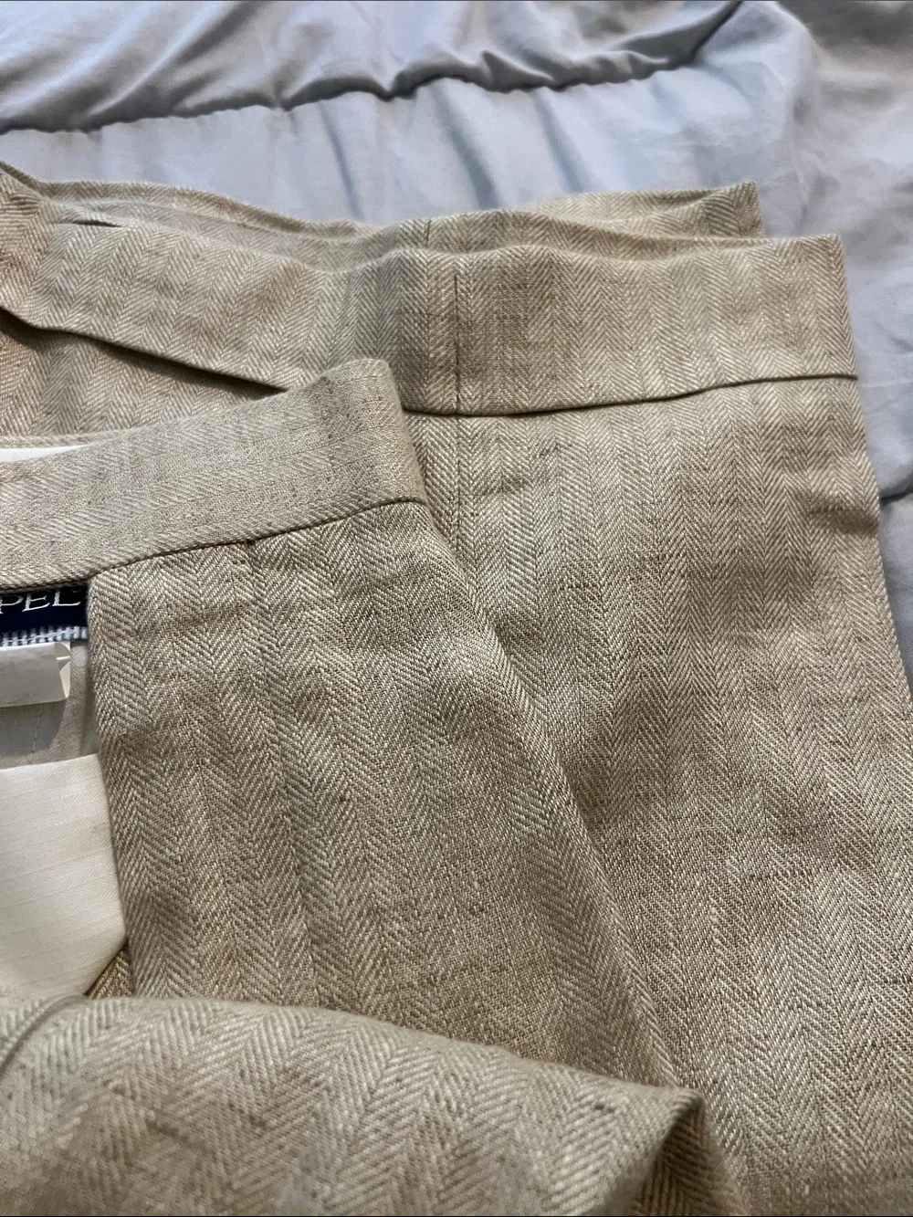 HASPEL Men's Linen Blend Tan Dress Pants